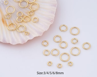 100 pcs 18K Gold Filled Open Jump Rings,Gold Jump Rings for Bracelet Necklace DIY Jewelry Making Supply