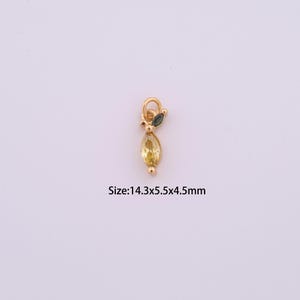 18K Gold Filled Fruit Charms,Micro Pave Mango Pendant for Bracelet Necklace DIY Jewelry Making Supply