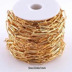 1 Meter 18K Gold Filled Paper Clip Kette, halb fertige Kette für Armband Halskette DIY Schmuckherstellung Versorgung
