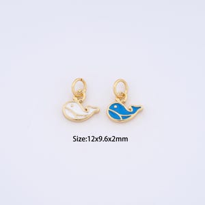 Dijes de ballena rellenos de oro de 18 quilates, colgante de vida marina esmaltado para pulseras, collares, suministros para hacer joyas DIY