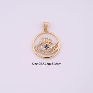 18K Gold Filled Evil Eye Charms,Micro Pave Round Pendant for Bracelet Necklace DIY Jewelry Making Supply