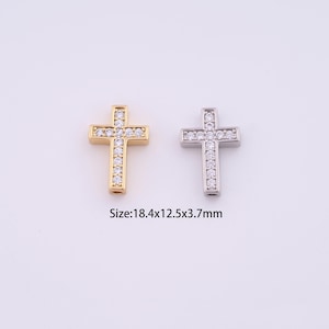 18K Gold Filled Cross Spacer Beads,Micro Pave Christian Beads for Bracelet Necklace DIY Jewelry Making Supply
