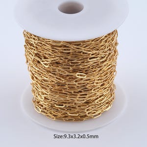1 Meter 18K Gold Filled Paper Clip Kette, halb fertige Kette für Armband Halskette DIY Schmuckherstellung Versorgung