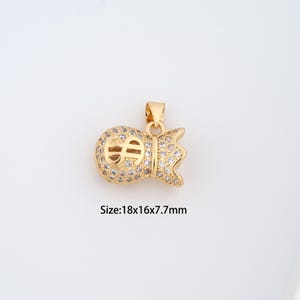 18K Gold Filled Money Bag Charms,Micro Pave Money Bag Pendant for Bracelet Necklace DIY Jewelry Making Supply