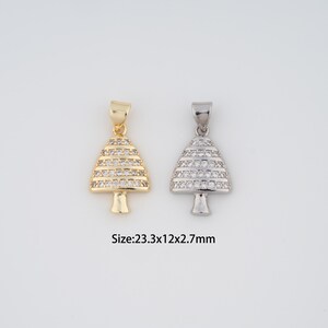18K Gold Filled Christmas Tree Charms,Micro Pave Tree Pendant for Bracelet Necklace DIY Jewelry Making Supply