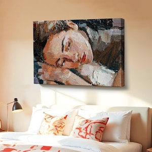 Sleeping Beautiful Woman Oil Painting Look Wall Art, Portrait Wall Art, Portrait Canvas Art, Framed Portrait Canvas Wall Decor