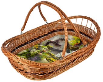 Tablett 5 Motiven zur Auswahl 60cm WIKLER mit Henkel klappbar Weide Serviertablett   Korbtablett Korb Handgefertigt Handarbeit Präsentkorb