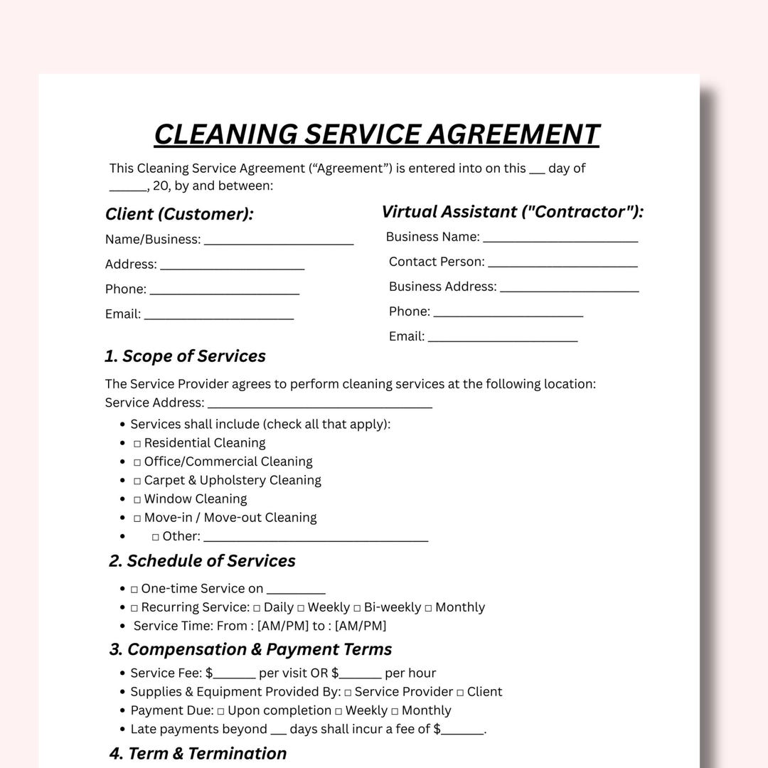 Image 6 for House Cleaning Service Agreement Template