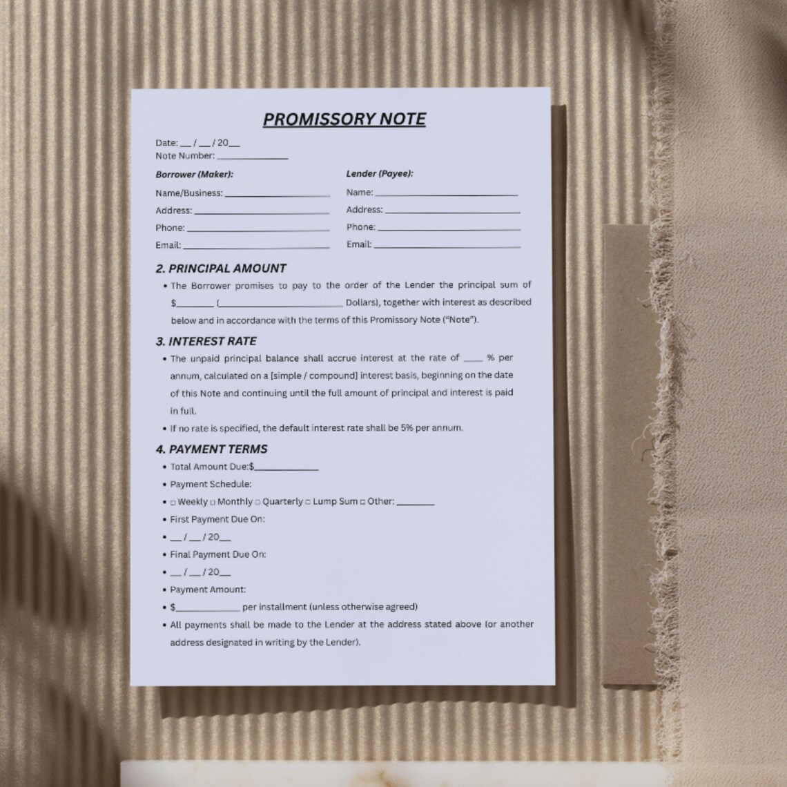 Canva Editable Promissory Note Template (digital Download) - Etsy