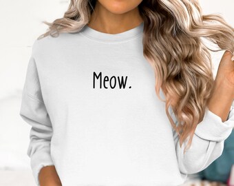 Niedliches Katzen-Miauen-T-Shirt, lustiges Katzenliebhabergeschenk, minimalistisches Design-Katzen-T-Shirt, lässiges bequemes Katzen-Shirt, einzigartiges Katzen-Grafik-T-Shirt