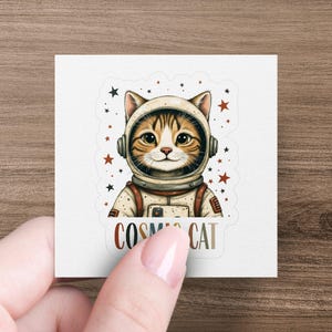 Cute Space Cat Sticker, Cosmic Cat Art, Astronaut Kitten Decal, Space Cat Lover Gift, Cute Cat Vinyl Sticker, Cosmic Decor