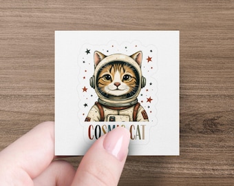 Astronaut Cat Sticker, Cosmic Kitten Art, Laptop Decal