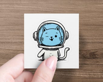 Astronautenaufkleber, Blaue Weltraumkatze Vinyl Aufkleber