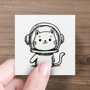 Cute Astronaut Cat Sticker, Space Cat Laptop Decal, Fun Cat in Spacesuit Sticker, Perfect for Notebooks, Phone Cases, Water Bottles