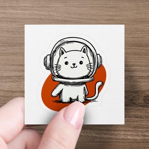 Cute Astronaut Cat Sticker, Space Cat Stickers, Funny Cat Stickers for Laptop, Cute Animal Decals, Astronaut Cat Decoration