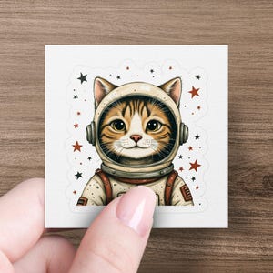 Cute Cat Astronaut Sticker, Space Cat Sticker, Adorable Kitten in Spacesuit, Fun Animal Sticker, Perfect for Laptops and Journals