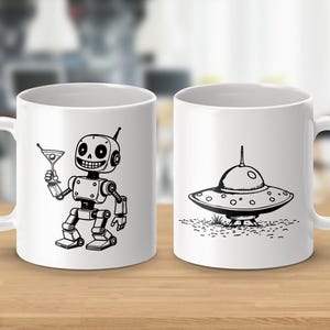 Cute Robot Mug, Robot Coffee Mug, Robot Tea Mug, Cute Robot Design, Fun Robot Gift, Robot Lover Mug, Novelty Robot Coffee Cup