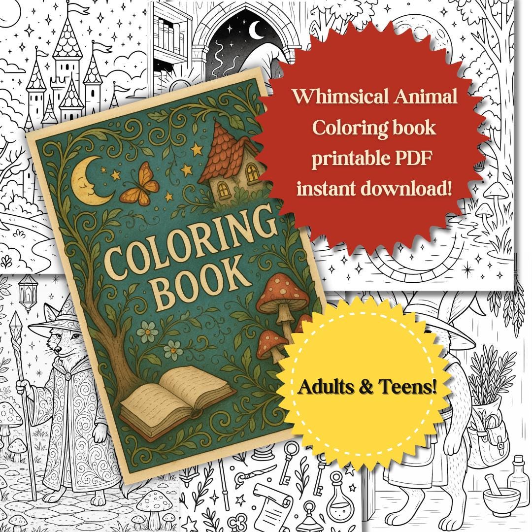 Libro de colorear de animales fantásticos para adultos – Criaturas de fantasía, mascotas reales y retratos mágicos | PDF imprimible
