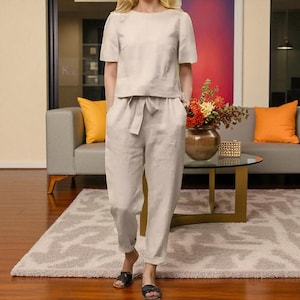 Loungewear Set Women, 2-Piece Set, Cozy Homewear Summer Set, Pajama set, Loungewear Pajama Set,Short Sleeve Top And Long Pants,Everyday Wear