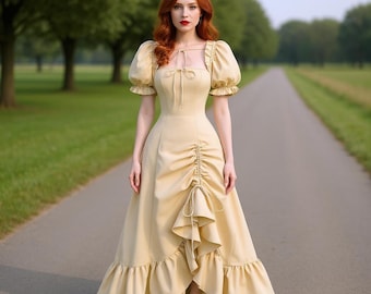 Renaissance Corset Gown, Medieval Princess Dress, Women&#39;s Fantasy Costume, Cottagecore Dress, Dress For Her, Medieval Inspired Lace-up Dress