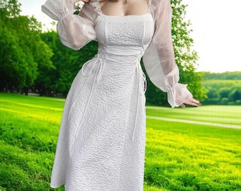 Renaissance Corset Gown, Medieval Princess Dress, Women&#39;s Fantasy Costume, Cottagecore Dress, Dress For Her, Medieval Inspired Lace-up Dress