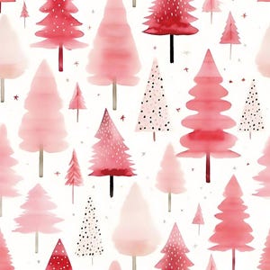 Pink Christmas Tree Fabric, Christmas Fabric, Cute Fabric, 100% Cotton Fabric, Quilting Fabric, By The Half Yard