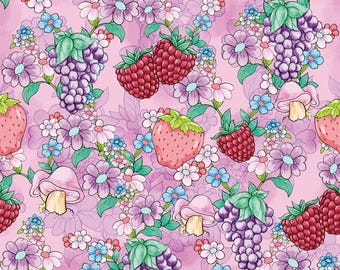 Strawberry Shortcake Fabric, Strawberry Fruit Fabric, Cartoon Cotton Fabric, Anime Fabric, By The Half Yard