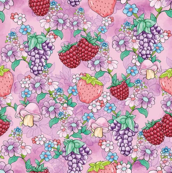 Strawberry Shortcake Fabric, Strawberry Fruit Fabric, Cartoon Cotton Fabric, Anime Fabric, By The Half Yard