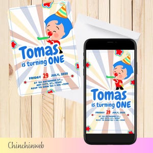 Plim Plim Birthday Invitation Digital | Template in Canva Editable |  Digital Download Invitation |