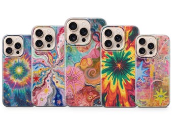 Psychedelic Starburst Phone Case for iPhone 16 15 14 13 12, Samsung S25 S24 S23 S22 S21 Trippy Cosmic Swirl Art Design, Pixel 10 XL Pro, 9,8