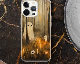 Halloween Handyhülle Süßer Geist Kürbis Herbst Herbst iPhone 16e ProMax 15 14 13 12 11 Pixel 9a Pro 8 7A Samsung S25 Edge S24+/25+ A26 A36 A56