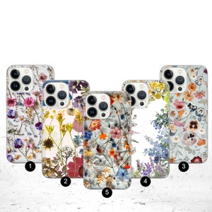 Pressed Flower Phone Case Floral Faux Pressed Effect iPhone 16e ProMax 15 14 13 12 11 Pixel9a Pro 8 7A Samsung S25 edge S24+/25+ A26 A36 A56