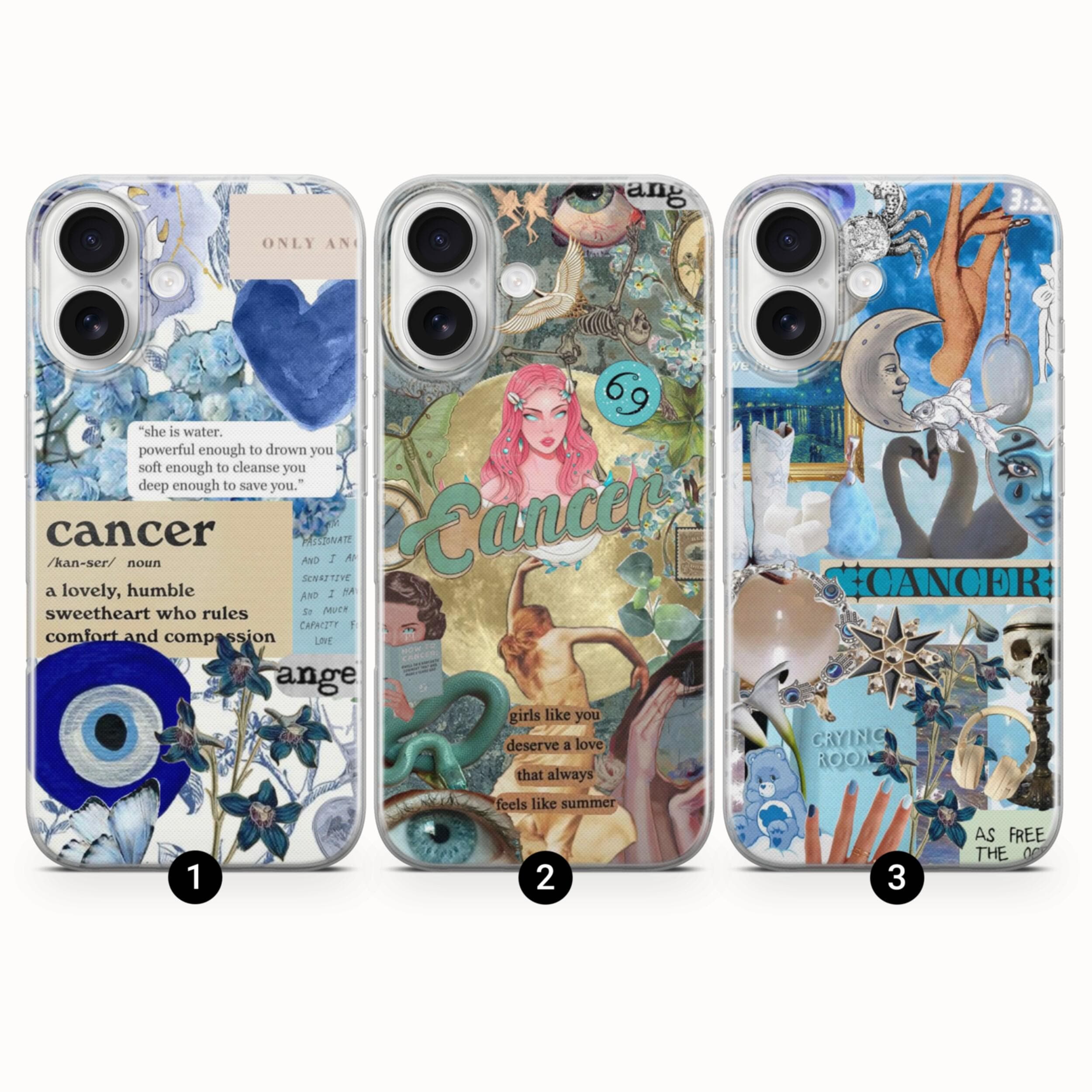 Zodiac Cancer Phone Case: Astrology Celestial Cover iPhone 17,Air,pro max 16, 15 14 13  Samsung 25,24 23,Pixel 10, XL, 9, 8pro 7