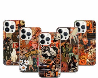 Halloween Handyhülle Spooky Horror Movie Cover für iPhone 16e Pro Max 15 14 13 12 11 Pixel 9a Pro 8 7A Samsung S25 Edge S24+/25+ A26 A36 A56