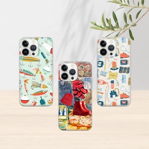 Fischer Handyhülle Angeln Nautik Sardine Retro iPhone 16e ProMax 15 14 13 12 11 Pixel 9a Pro 8 7A Samsung S25 Edge S24+/25+ A26 A36 A56