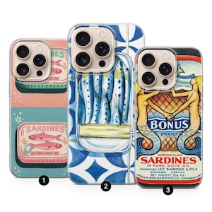 Custodia per telefono retrò a forma di scatola di sardine, regalo divertente, stile nautico, per iPhone 16e Pro Max 15 14 13 12 11 Pixel 9a Pro 8 7A Samsung S25 edge S24+/25+ A26 A36 A56