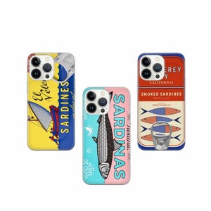 Coque de portable boîte de sardines rétro, cadeau amusant en étain nautique, iPhone 16e Pro Max 15 14 13 12 11 Pixel 9a Pro 8 7A Samsung S25 edge S24+/25+ A26 A36 A56