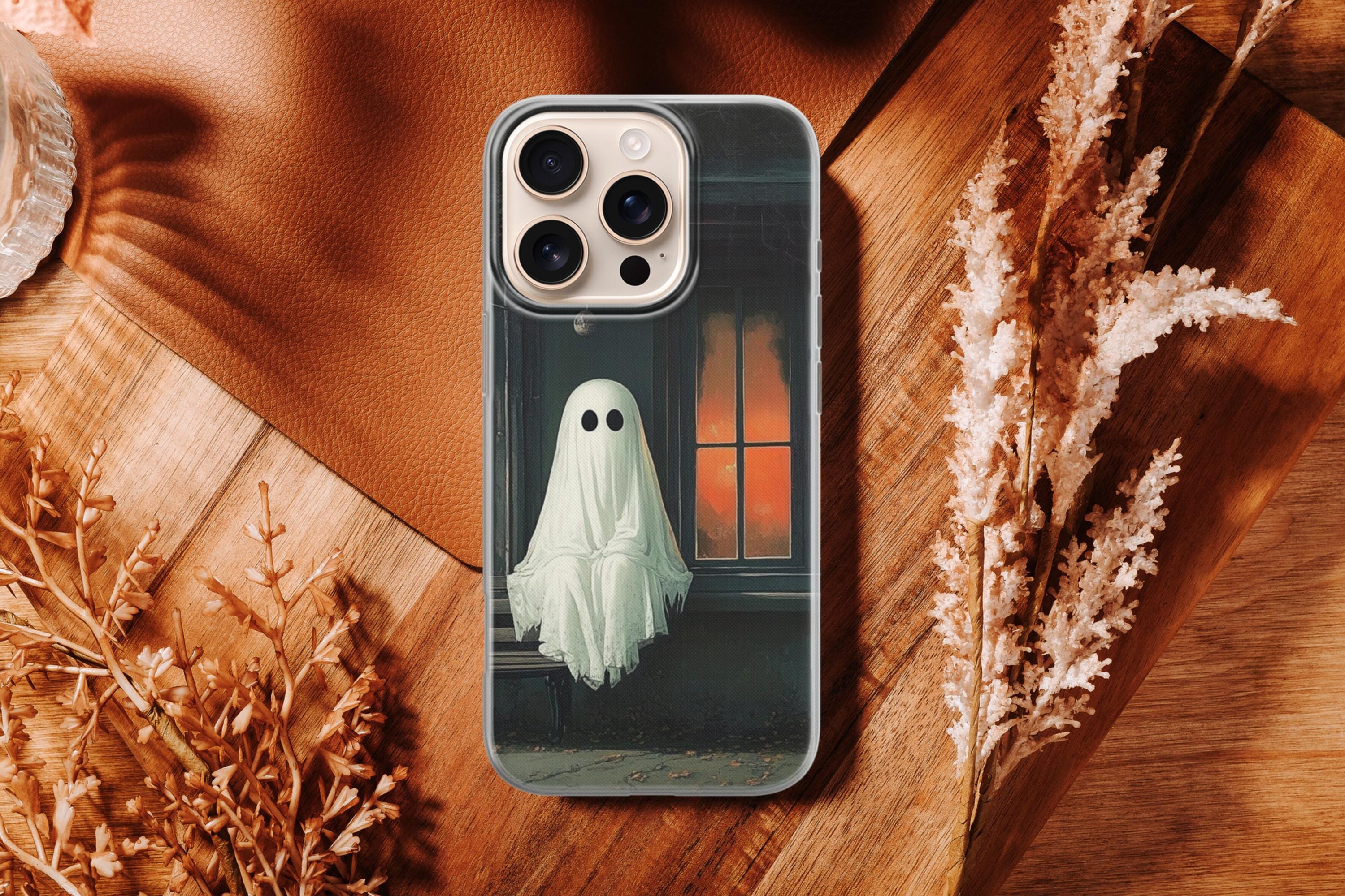 Halloween Geist Handyhülle Bücherhülle Skeleton Cover iPhone 16e Pro Max 15 14 13 12 11 Pixel 9a Pro 8 7A Samsung S25 Edge S24+/25+ A26 A36 A56