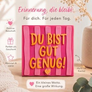 ¡Eres suficiente! - Azulejo decorativo con frase - Decoración de pared colorida, idea de regalo, frases geniales, pequeño azulejo artístico, motivación, recuerdo