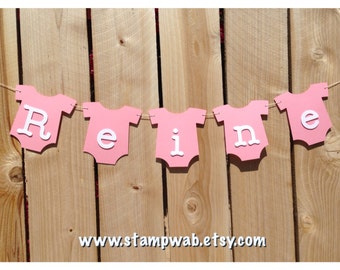 Personalized Onesie Banner - Baby Shower Decor, Custom Name