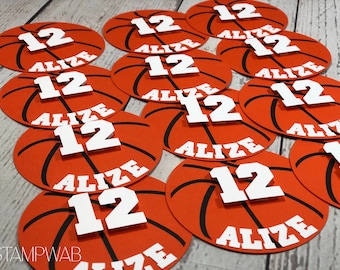 Personalized Basketball Cardstock Cutouts - Team Party Decor (Set of 12)