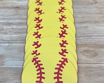 Softball Party Decorations - Cardstock Cutouts (Set of 12)