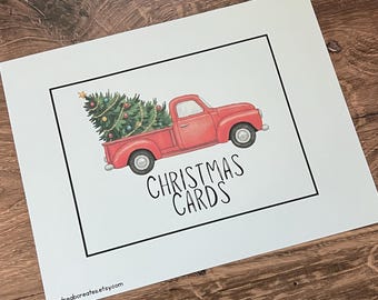 Christmas Card Cover Sheet - Red Truck - Printable PDF