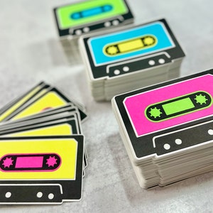 80's party decor cassette tape cutouts neon party retro party decor 80's theme 80's baby image 1