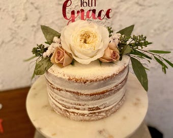 Personalized Acrylic Cake Topper - Birthday, Anniversary, Celebration