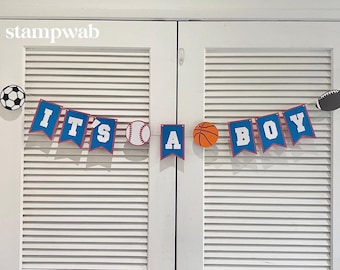 Sports Theme "It's A Boy" Banner – Cardstock Baby Shower Decor