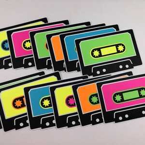 80's party decor cassette tape cutouts neon party retro party decor 80's theme 80's baby image 2