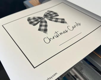 Christmas Card Cover Sheet - Gingham Bow - Printable PDF
