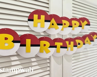 pokemon birthday banner - pokemon birthday - birthday party decor