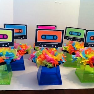 80's party decor cassette tape cutouts neon party retro party decor 80's theme 80's baby image 4